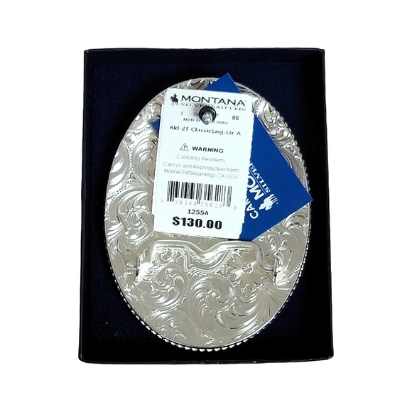 Montana Silversmiths Classic Oval Western Two-Tone Initial "A" Belt Buckle - Picture 4 of 11